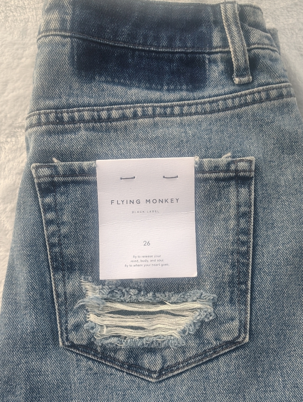 Flying Monkey Women's Light Wash Distressed Boyfriend Jeans